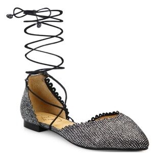 Jack Rogers shimmering ankle wrap flats sz 9